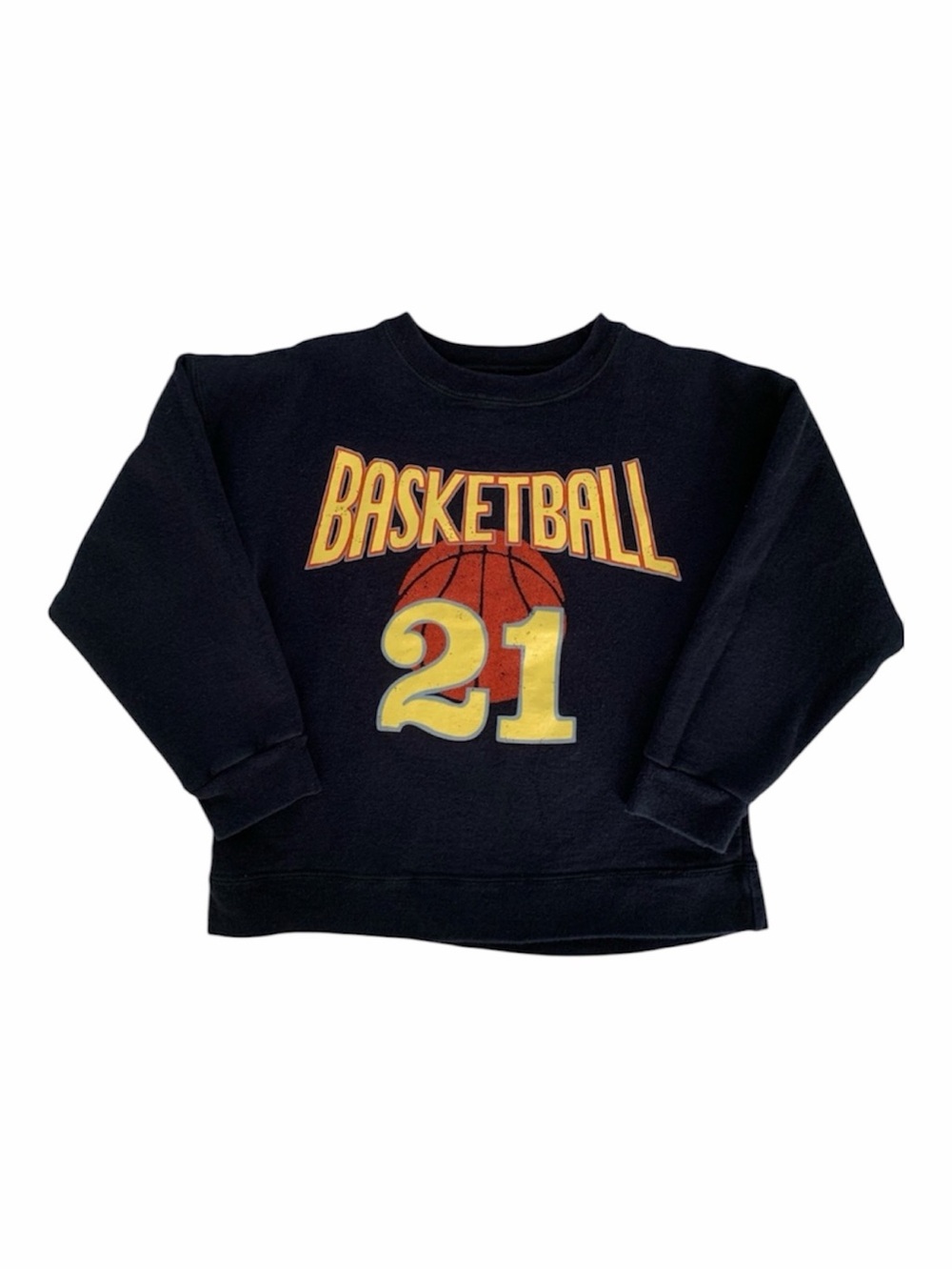 Hanes Premium Boys XS 4-5 Black Basketball Crewneck Sports Sweatshirt Graphic